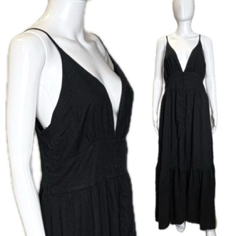 Abercrombie & Fitch Black Linen Blend Empire Sundress Size Large Tall Maxi Dress